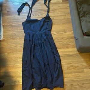 Navy blue dress with tie shoulders